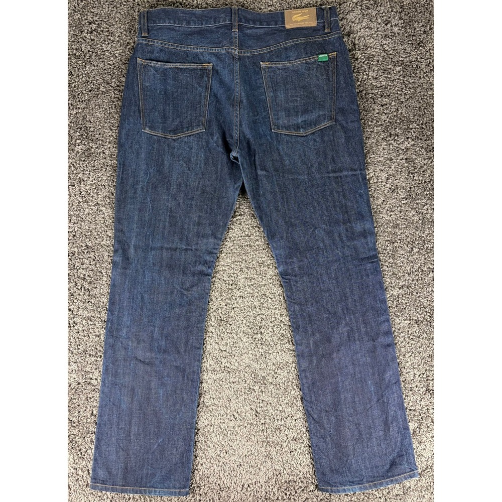 Lacoste Denim Mens Straight Leg Jeans Dark Wash Indigo Blue F6249 Size 36 x 32